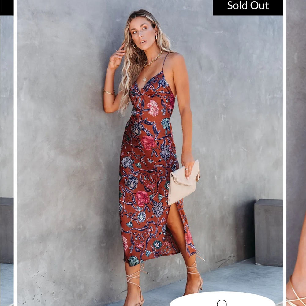 Floral satin midi dress